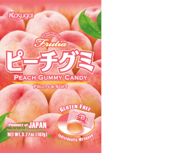 Images of peach-flavored gummies